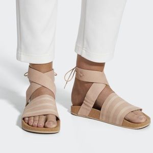 ADIDAS ADILETTE ANKLE WRAP SANDALS in Ash Pearl